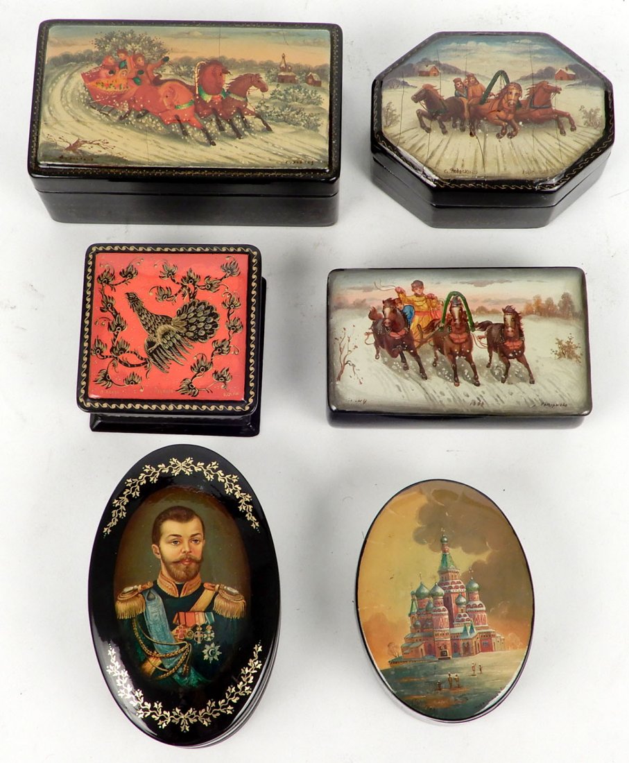 Six Russian lacquer boxes (1 of 10)