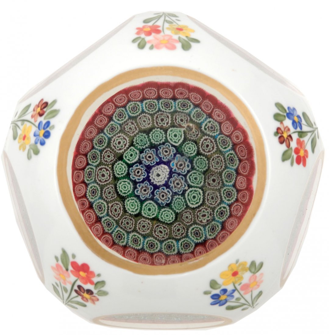 Cased overlay millefiori paperweight (1 of 2)