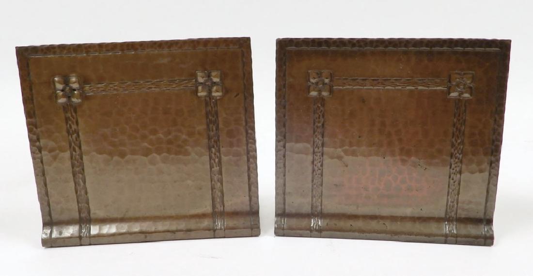 Pair of Roycroft hammered copper bookends (1 of 4)
