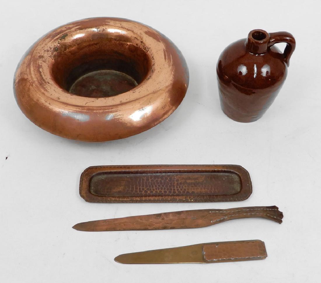 Roycroft copper letter openers, pen tray, bowl, and a (1 of 7)