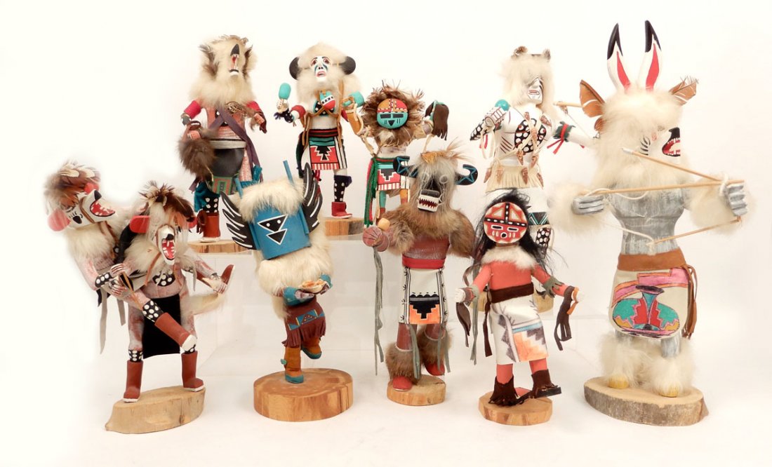 Grouping of nine Kachina dolls (1 of 9)