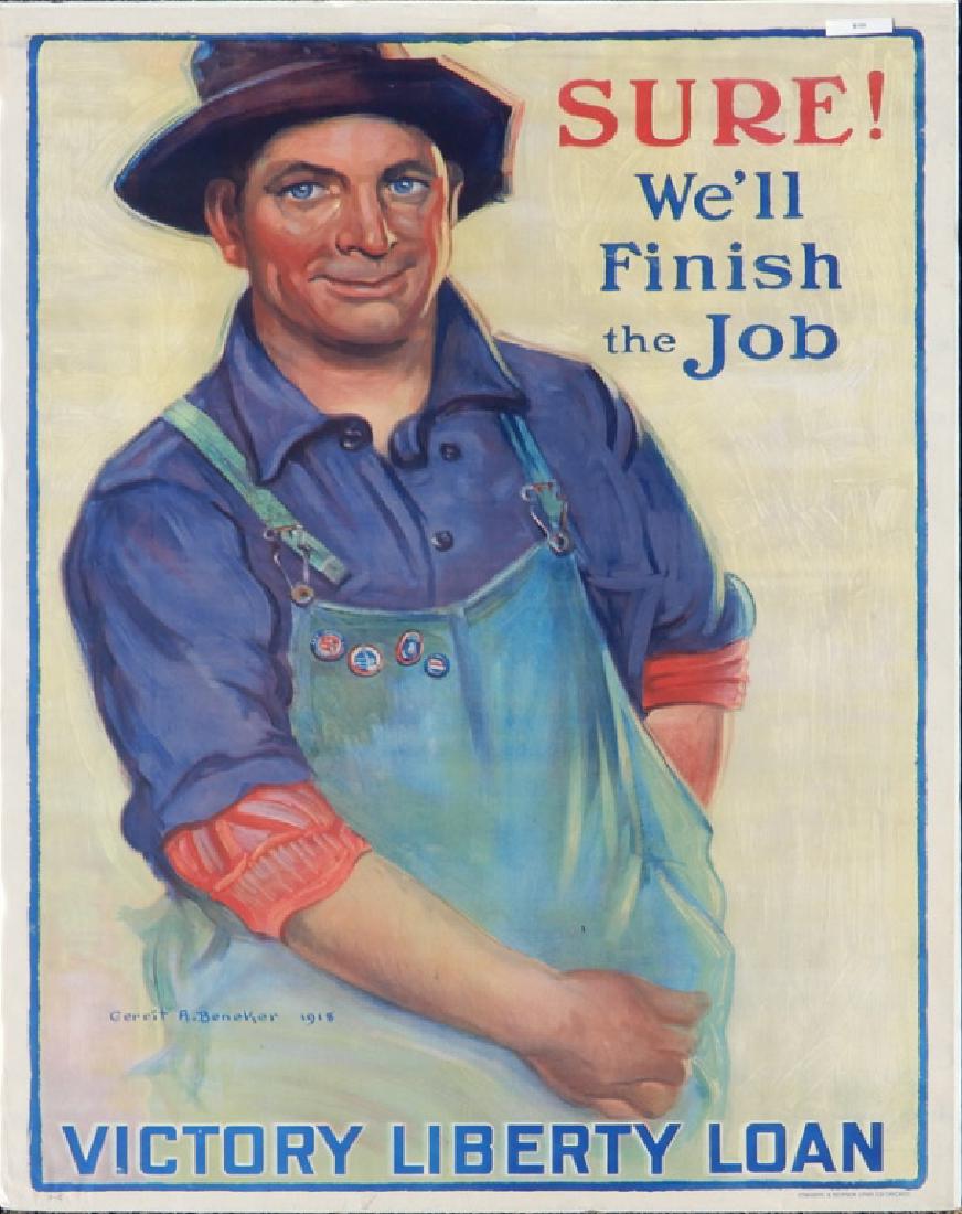 WWI lithographic poster on paper (1 of 4)