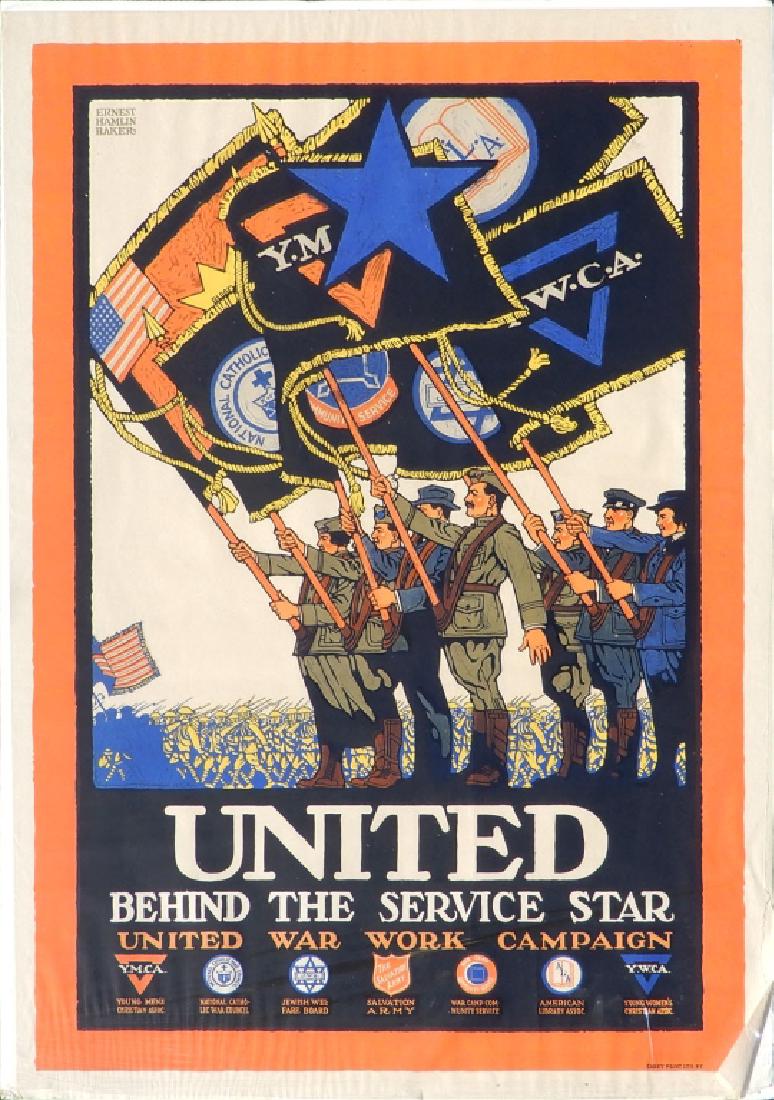 WWI lithographic poster on paper (1 of 3)