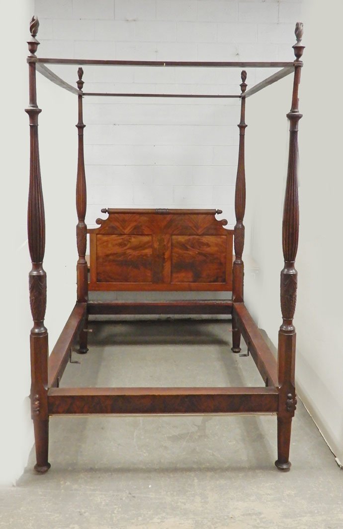 Mahogany poster bed with canopy frame (1 of 5)