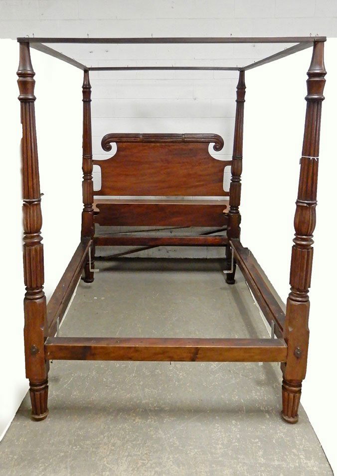Mahogany poster bed with canopy frame (1 of 3)