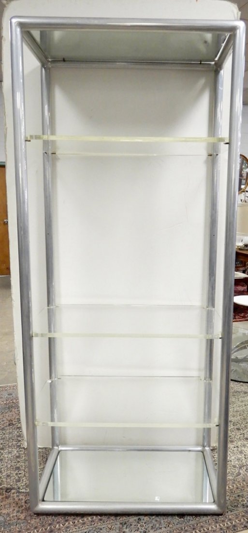 Leon Rosen for Pace chrome and lucite etagere, mid C.,: Leon Rosen for Pace chrome and lucite etagere, mid C., 84" x 36" x 20"