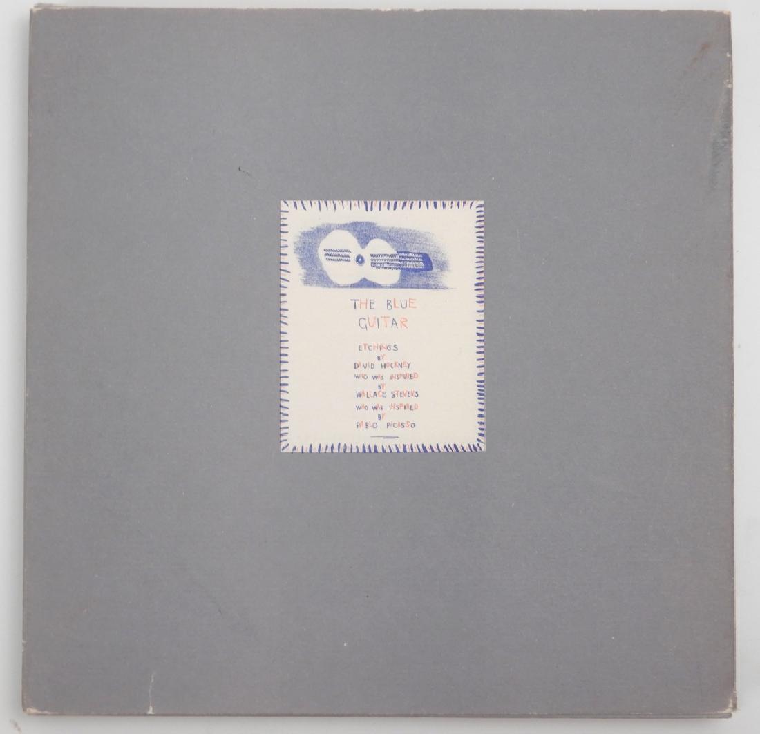 The Blue Guitar With Etchings By David Hockney: The Blue Guitar with Etchings by David Hockney who was inspired by Wallace Stevens who was inspired by Pablo Picasso; The Man with The Blue Guitar by Wallace Stevens; Petersburg Press 1977; pp.51 with