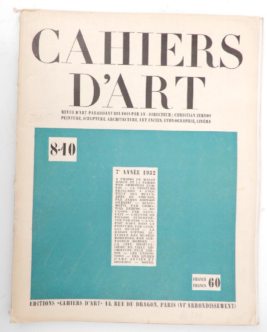 Cahiers D'Art 7 Annee 1932 Nos 8-10: Cahiers D'Art 7 annee 1932 Nos 8-10; pp. 91 with articles on and illustrations by Manet, Goya, Giacometti, Man Ray, Picasso, Braque and others; original titled couverture, 9 3/4" x 12 1/2"