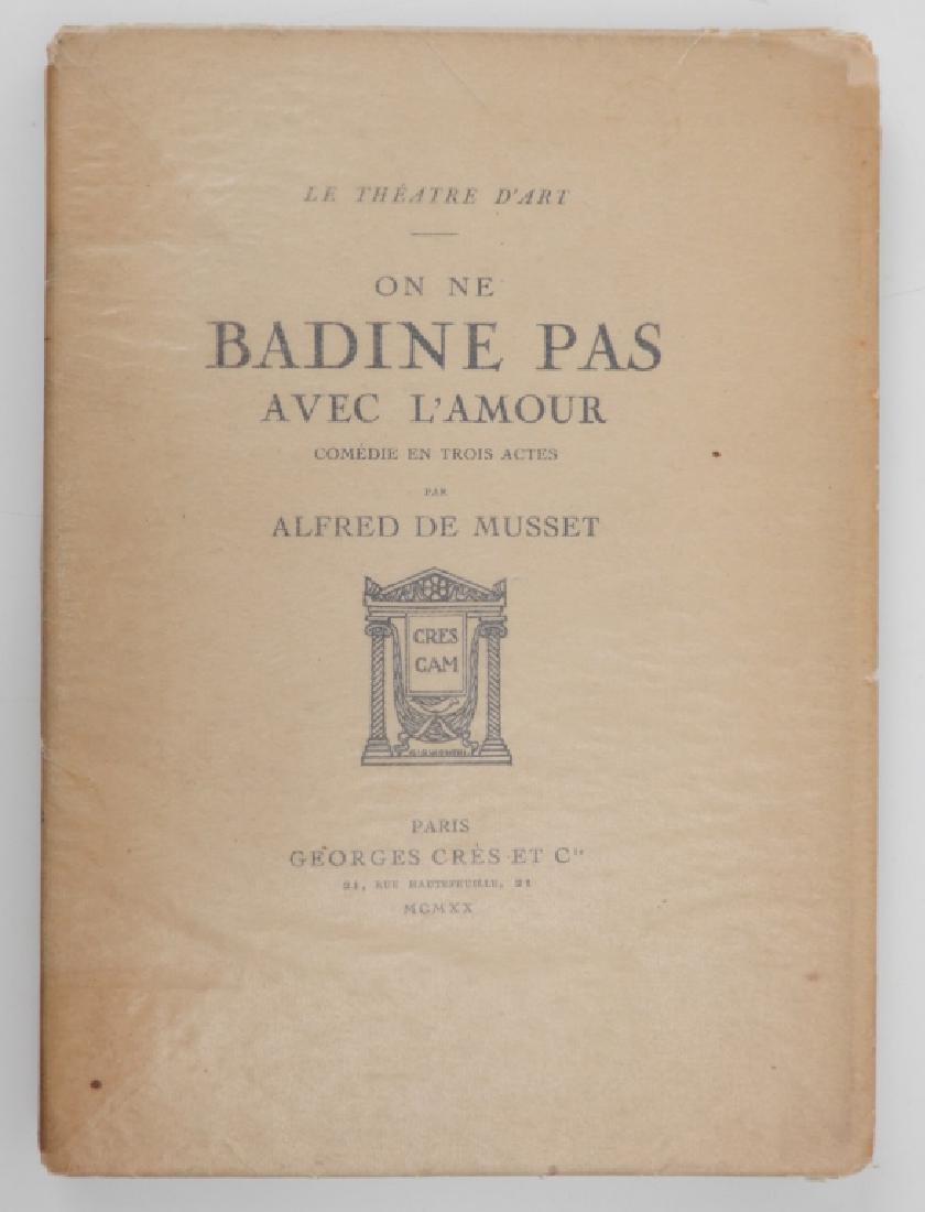 On Ne Badine Pas Avec L'Amour By Alfred De Musset: On Ne Badine Pas Avec L'amour by Alfred de Musset, Paris MCMXX; example No 1147; pp.188 with original woodcuts by George Barbier including full page hors text frontispiece, signed and dated by Barbier
