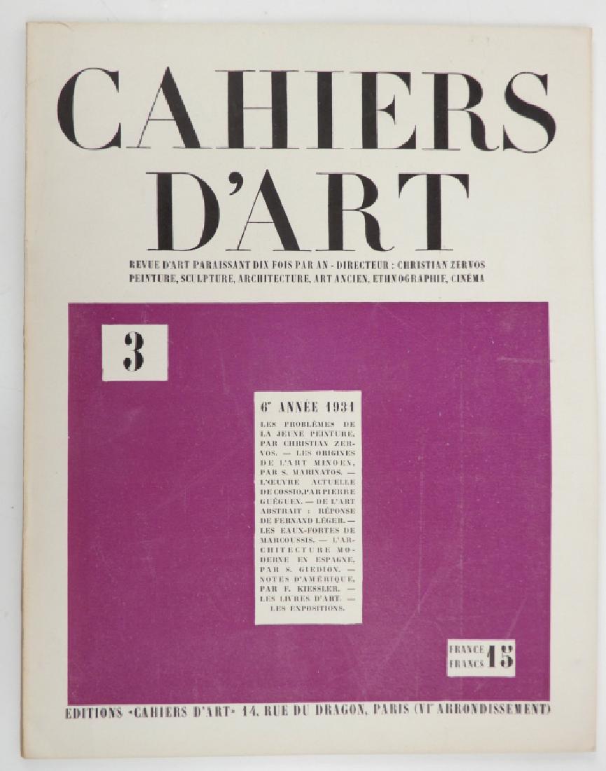 Cahiers D'Art 6E Annee 1931 No 3: Cahiers D'Art 6e annee 1931 No 3; pp.56 with articles on and illustrations by Daumier, Corot, Manet, Renoir, Picasso, Marcoussis, Leger and others; original titled couverture, 9 3/4" x 12 1/2"