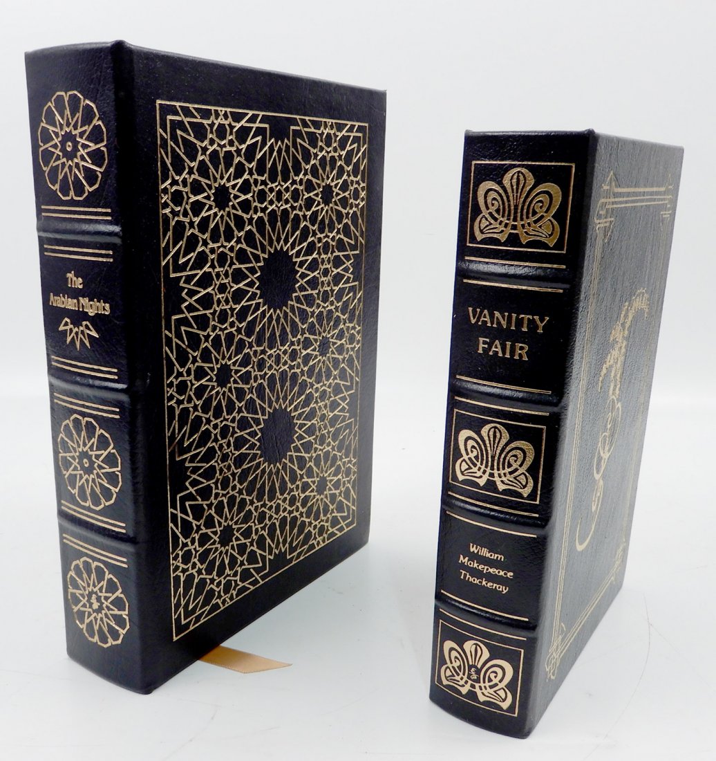 The Arabian Nights and Vanity Fair: The Arabian Nights and Vanity Fair, translated by Sir Richard Burton, and William Makepeace Thackeray, two volumes, Easton Press, illustrated, gilt leather, 1981 and 1979