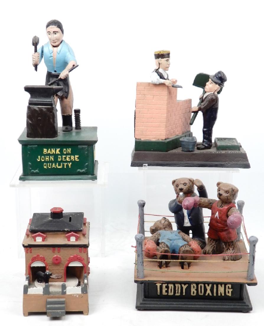 Four reproduction cast iron mechanical banks