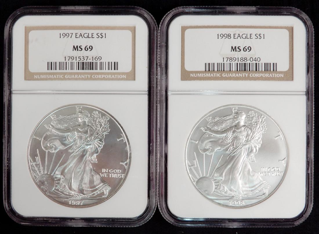 1997 and 1998 American 1 oz. Silver Eagles (1 of 2)