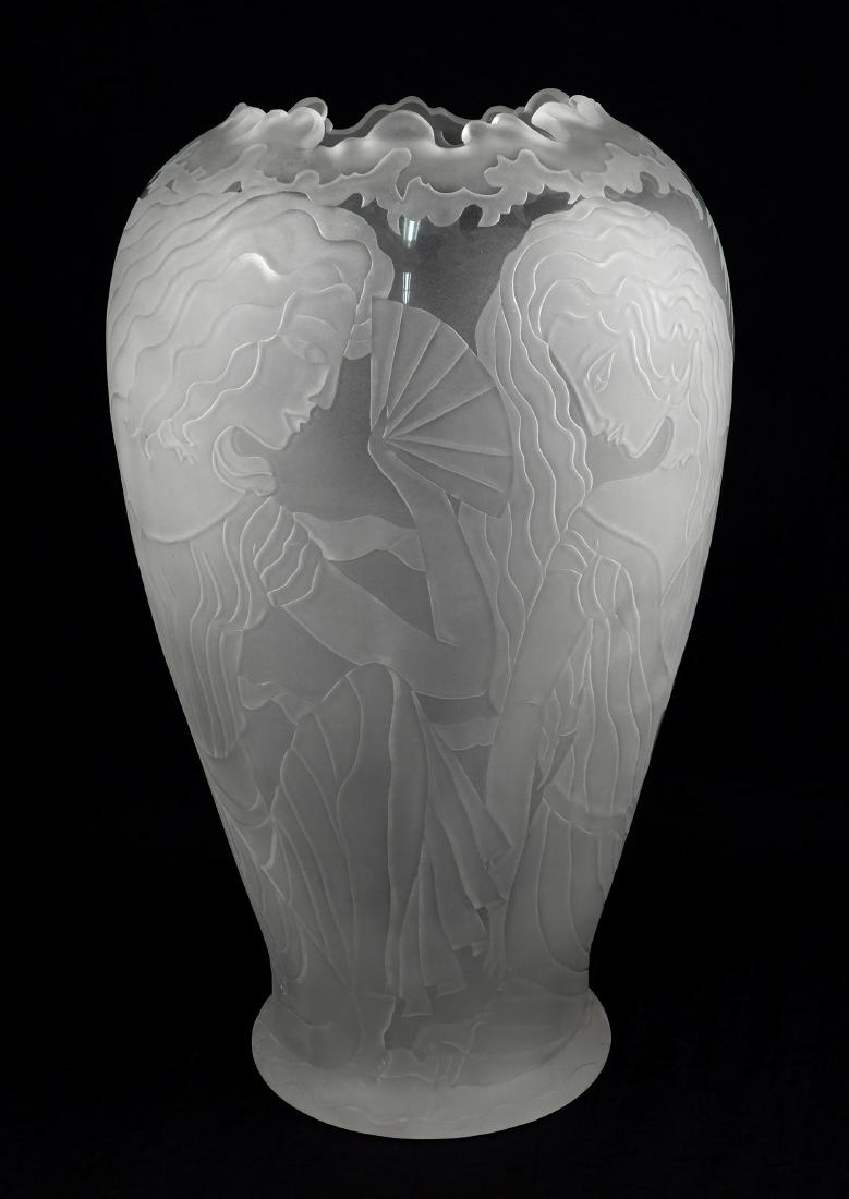 Marialyce Hawke frosted and etched glass vase (1 of 5)