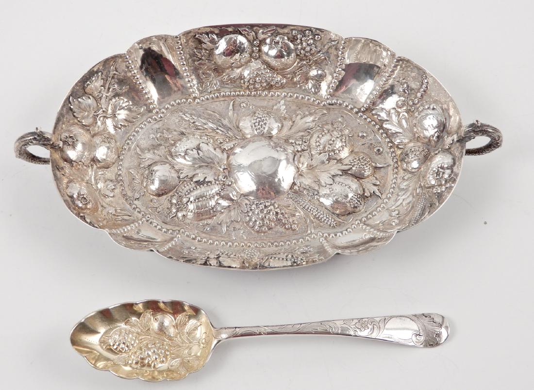 800 silver fruit bowl and a Georgian sterling berry (1 of 8)