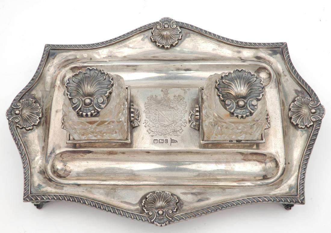Walker & Hall sterling silver and cut glass inkstand (1 of 4)