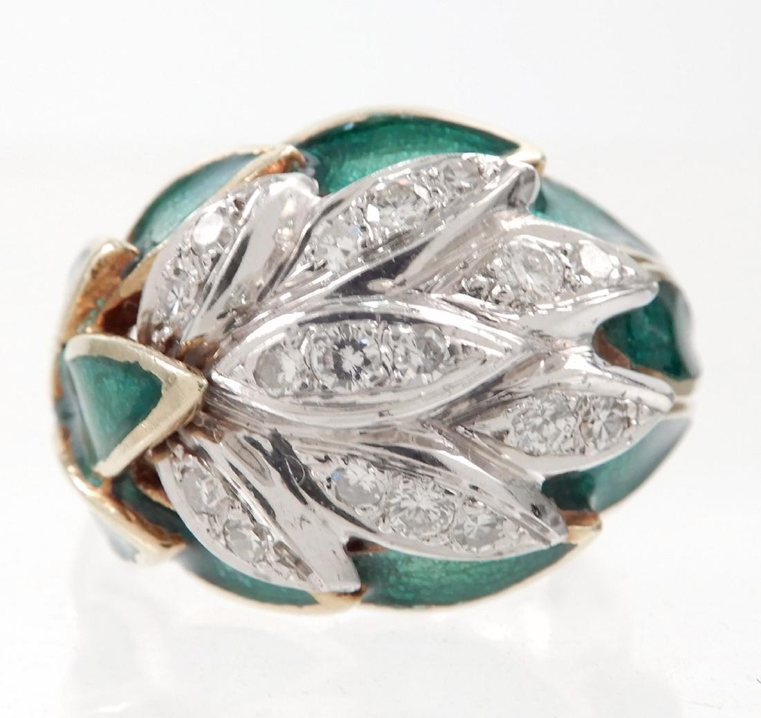 Enameled 14k gold and diamond ring (1 of 5)