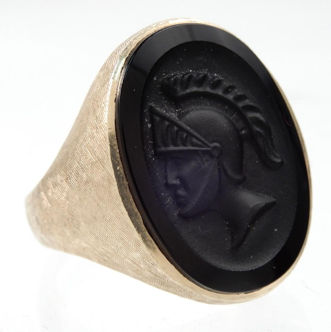 Men's 14k gold black onyx cameo ring (1 of 3)