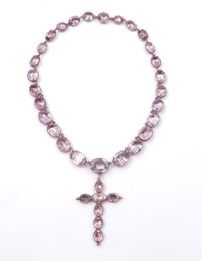 Victorian rose gold filled paste necklace with cross (1 of 8)