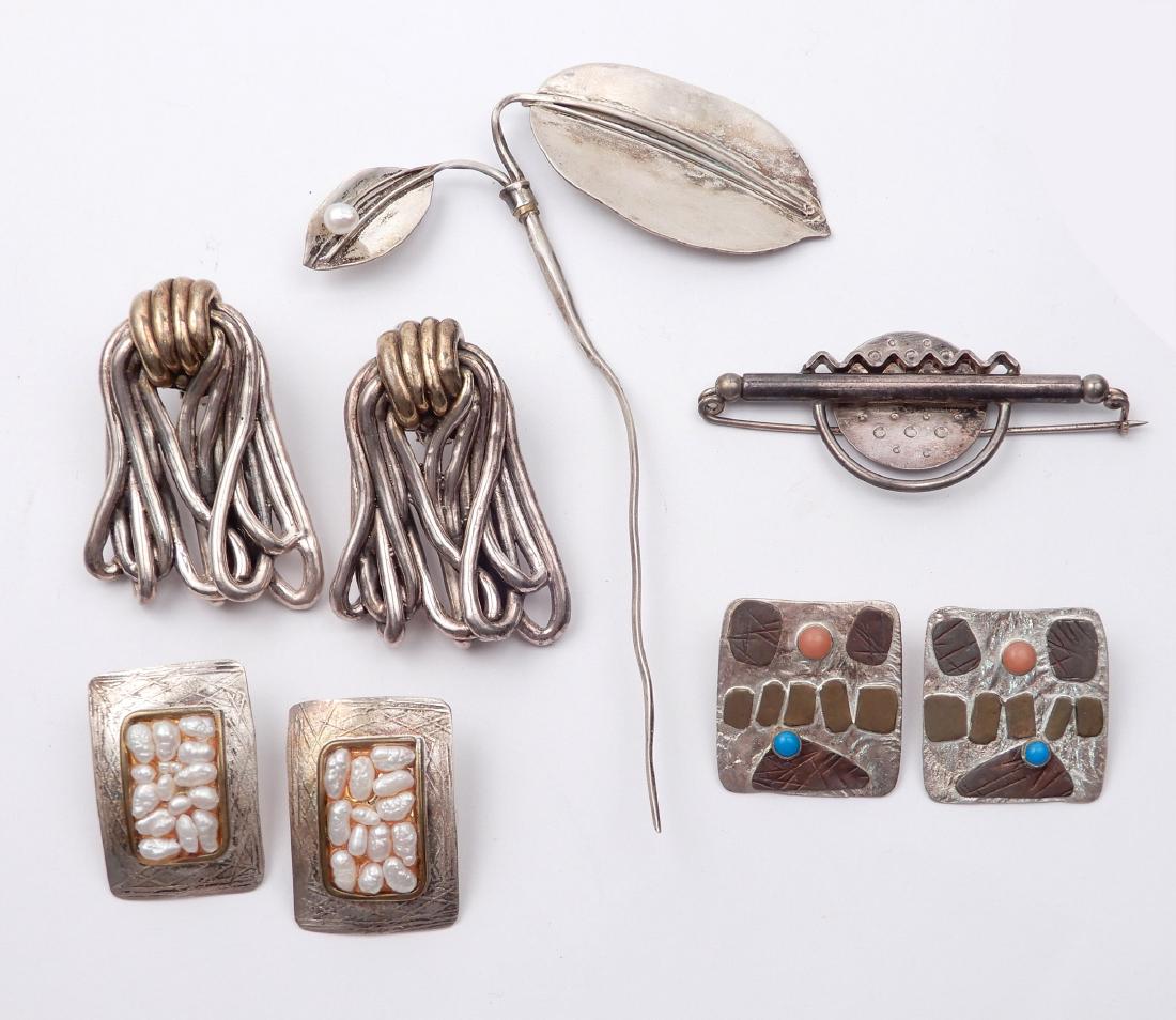 Modernist sterling silver jewelry grouping (1 of 4)