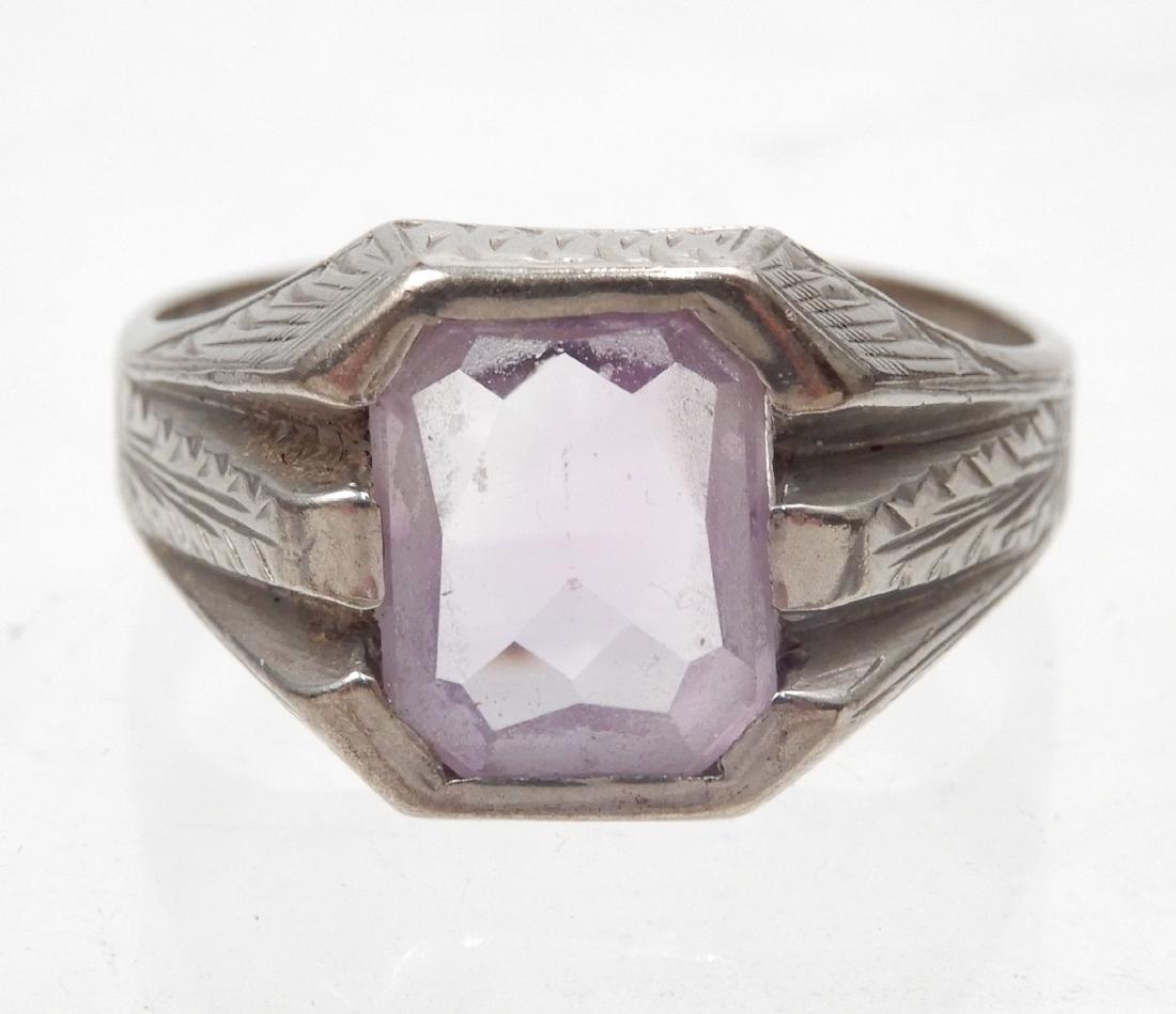 Men's 10k white gold amethyst ring (1 of 3)