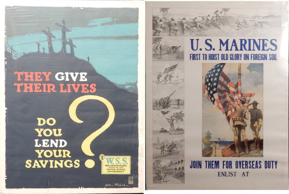 Two WWI lithographic posters on paper (1 of 12)