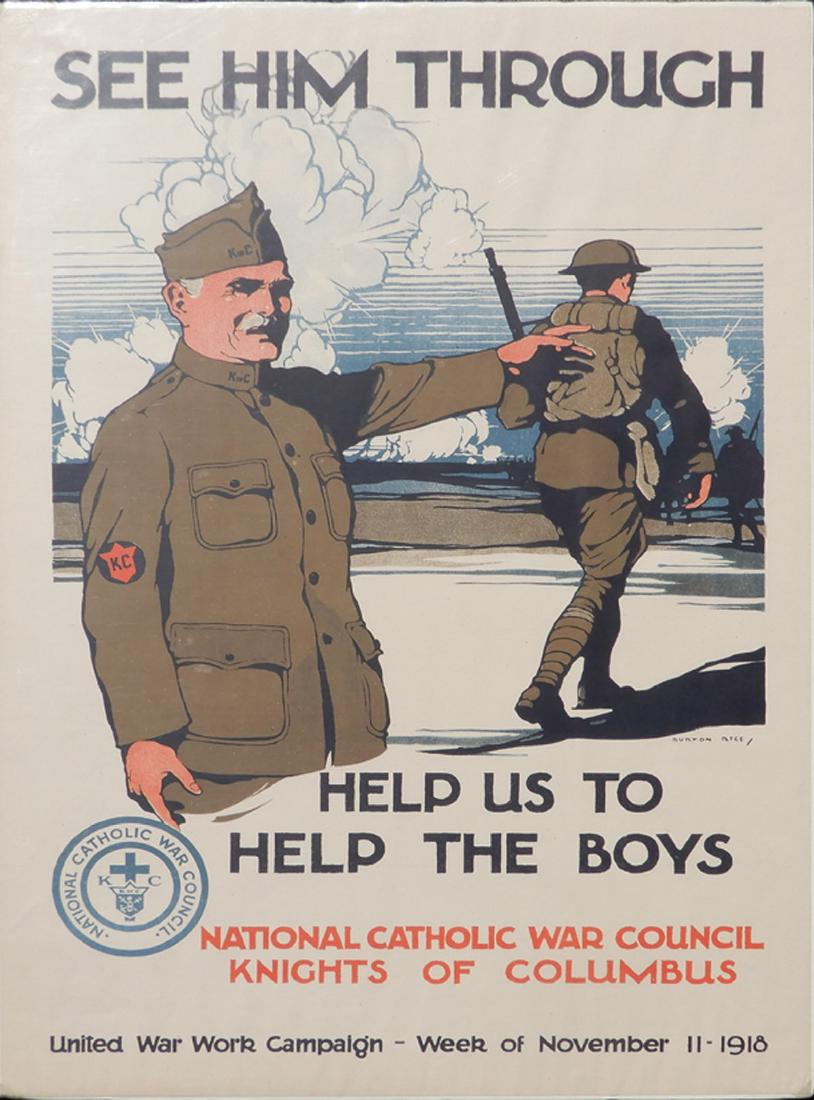 WWI lithographic poster on paper (1 of 4)