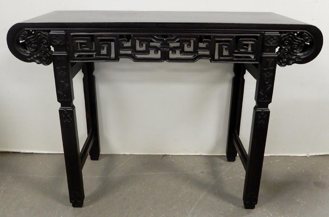 Chinese rosewood altar table: Chinese rosewood altar table, old paper label on bottom, 33 1/2" x 46" x 15"
