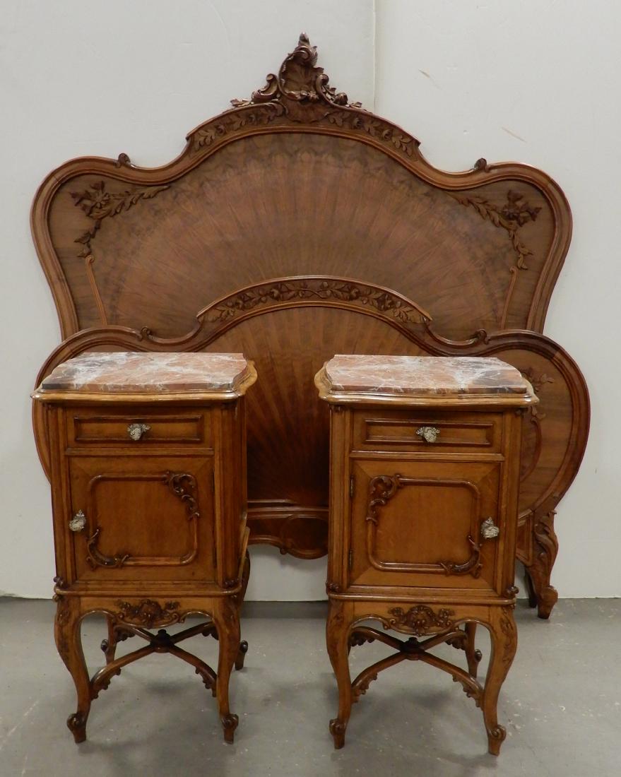 Louis XV style walnut three piece bedroom set (1 of 11)