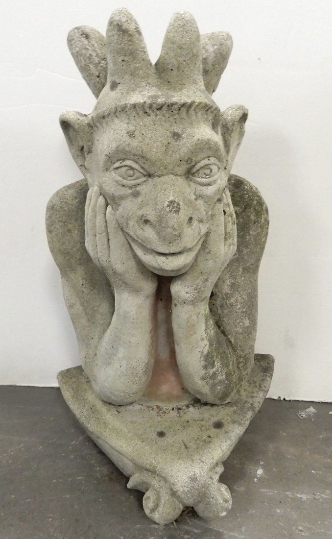 Concrete garden gargoyle