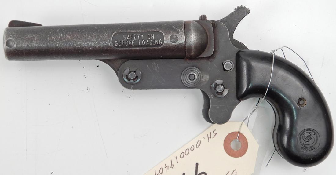 FMJ .45 caliber derringer: FMJ .45 caliber derringer, Ducktown, TN, single action, side by side, open hammer, two shot, Model DD, serial number 000019409, barrel length 3 3/4", overall length 6 3/4", C&R NO, Instacheck YES