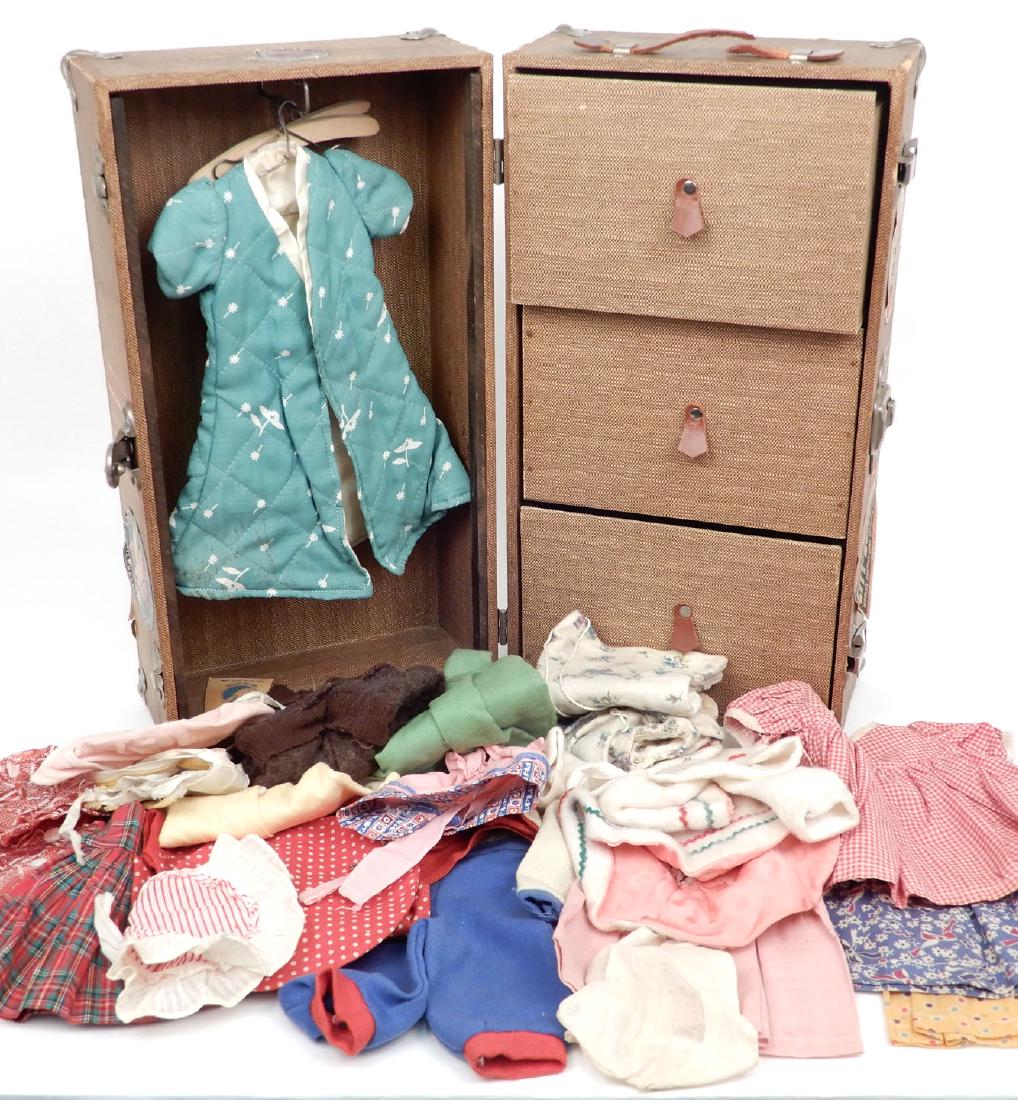 Vintage 1940's doll travel trunk with early clothes (1 of 7)
