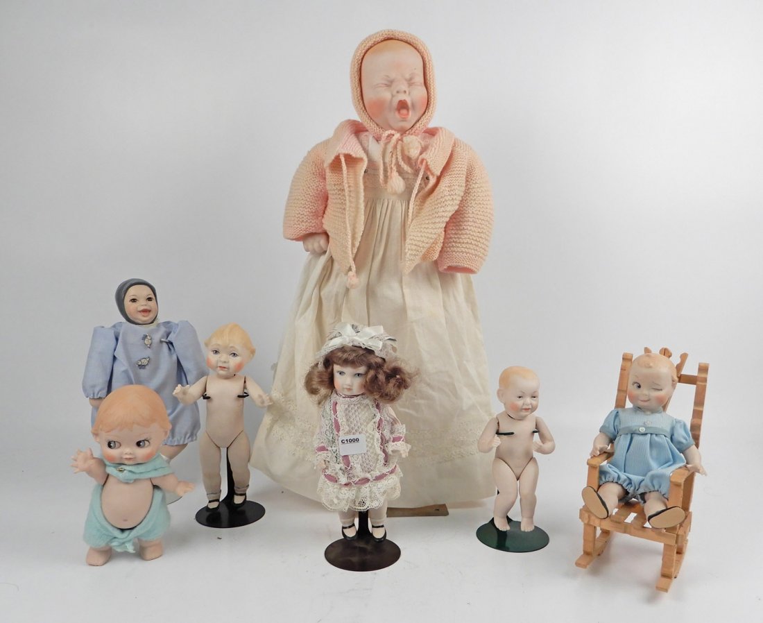 Grouping of M. Brouse bisque character dolls (1 of 16)