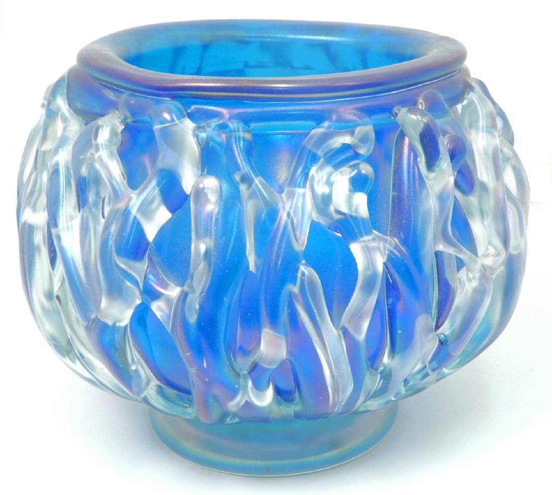 Mark Peiser art glass vase: Mark Peiser art glass vase, signed on bottom Mark Peiser, S. Bois, 1977, 6 1/2" high x 8" diameter