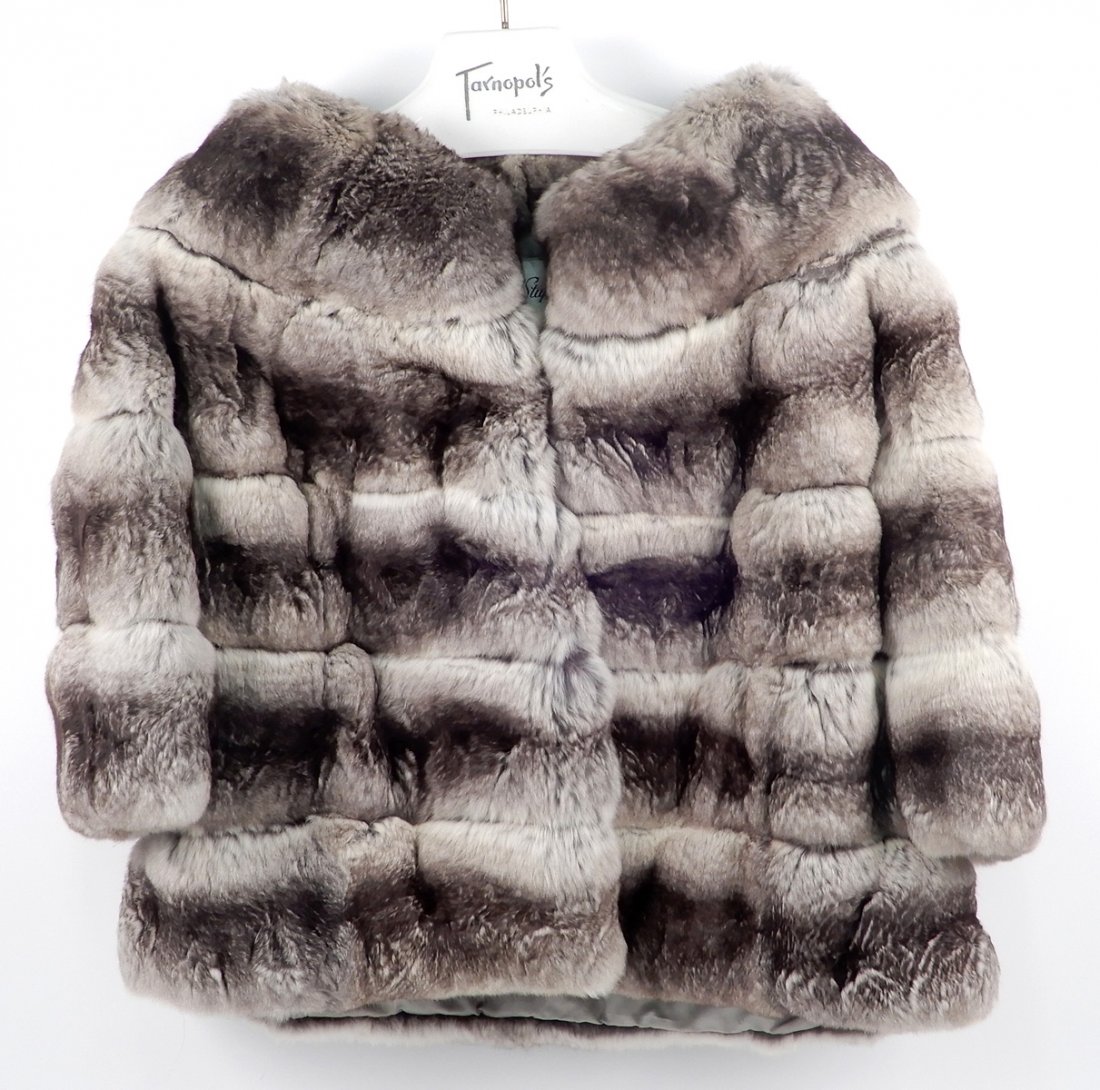 Vintage Chinchilla fur capelet: Chinchilla fur capelet, 22" long from collar to hem, 15" from shoulder to cuff, 21" across bust, hook and eye closure, tagged "Phillip M. Stupp, Philadelphia"