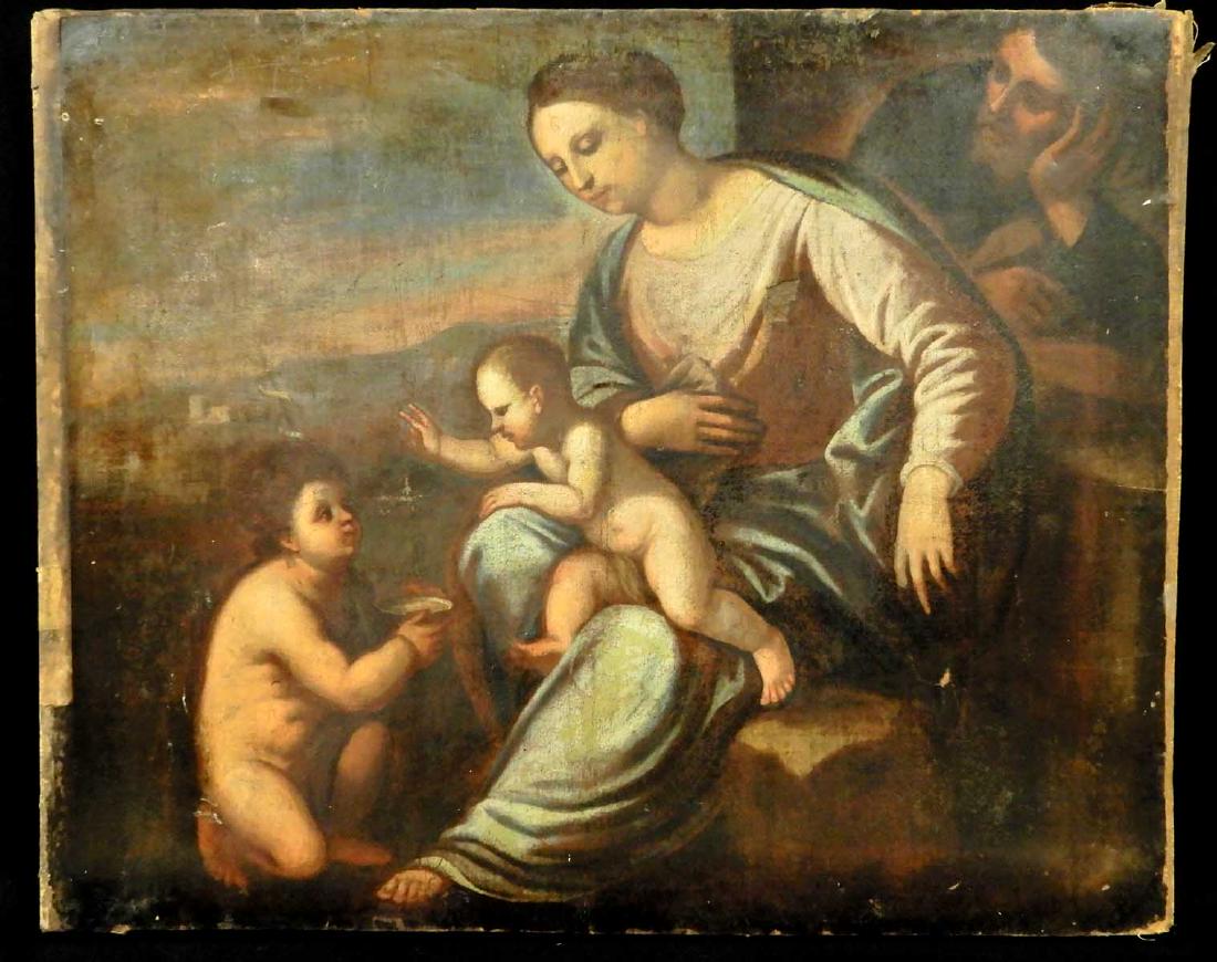 Continental School oil on canvas: Continental School oil on canvas, figures in landscape, sight size 29 1/2" x 36 1/2", unframed, 18th C. or earlier
