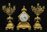 Louis XV style dore bronze clock set