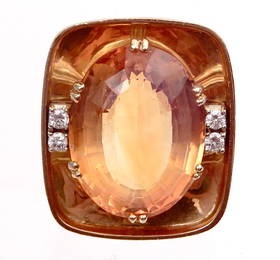 18k gold diamond ring with 18 carat citrine