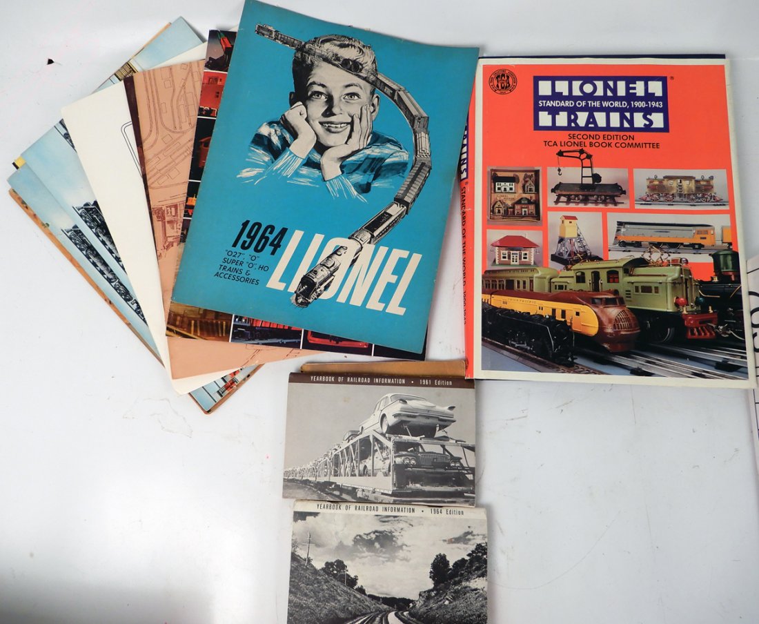 Lionel and American Flyer catalogs and books: Lionel and American Flyer catalogs and books, TCA Lionel Standard of the World 2nd edition hard back book on pre-war trains (1989), 1957 Lionel Consumer catalog, 1959 Lionel catalog, 1954 Lionel catal