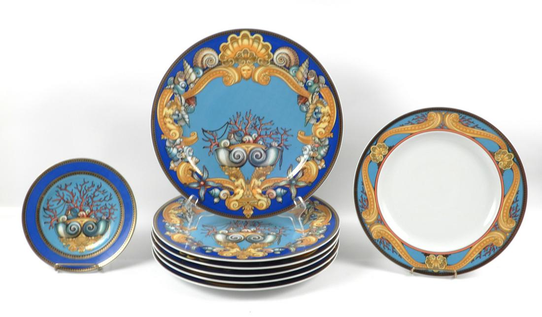 Rosenthal Versace Les Tresors de la Mer: Rosenthal Versace Les Tresors de la Mer, includes six 12" plates, one 10" plate, one 7" plate, and six 5 3/4" saucers