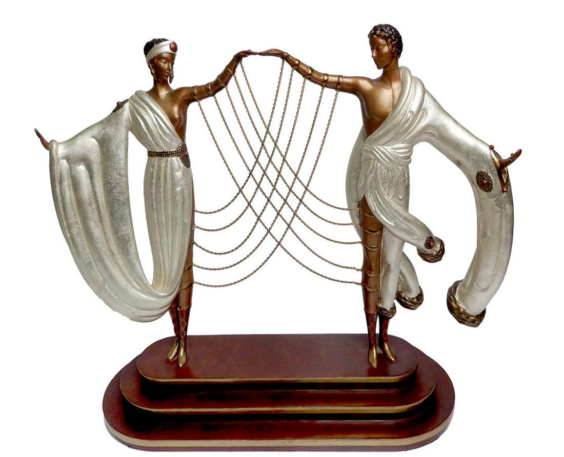 Erte (Romain de Tiroff) cold painted bronze: Erte (Romain de Tiroff) cold painted bronze "The Wedding", Fine Arts Acquisitions foundry mark dated 1986 and numbered 125/375, 17" x 18", signed on base