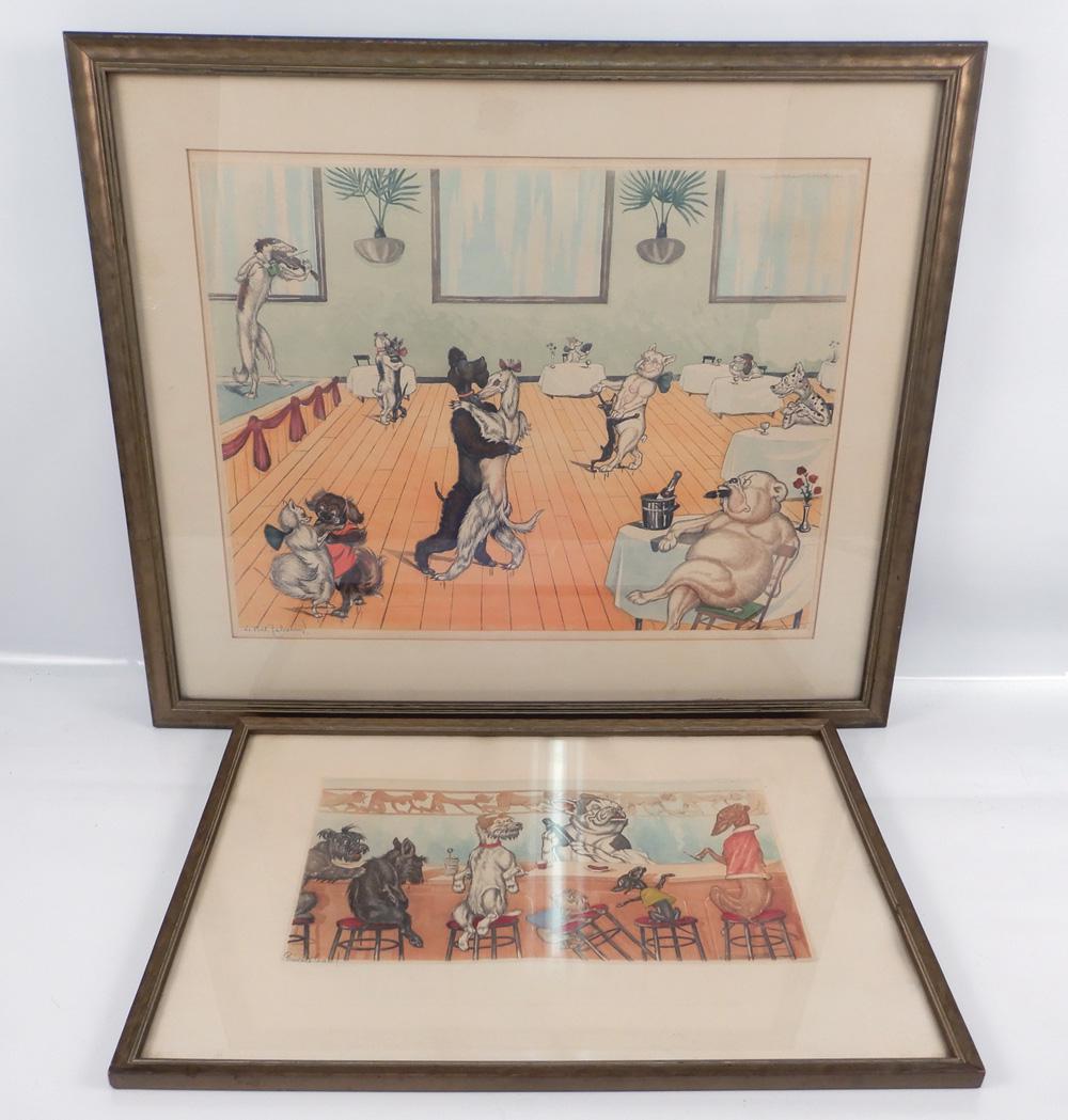 Boris O'Klein two colored prints: Boris O'Klein two colored prints, "Private Car" and "Le Bal Tabarin"