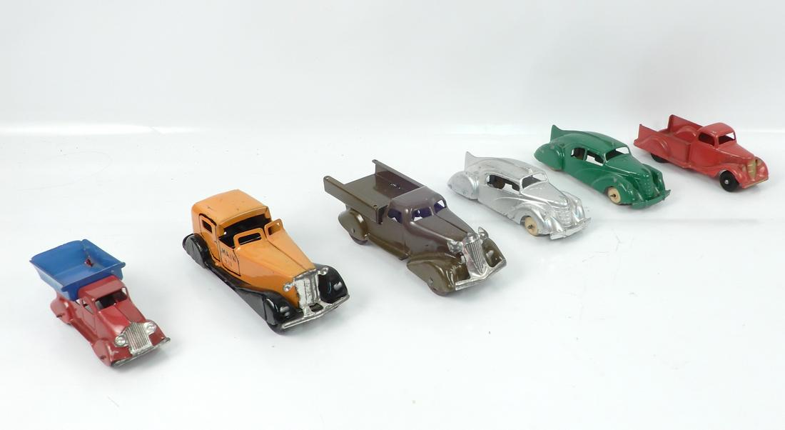 Six die-cast and tin cars and trucks (1 of 2)