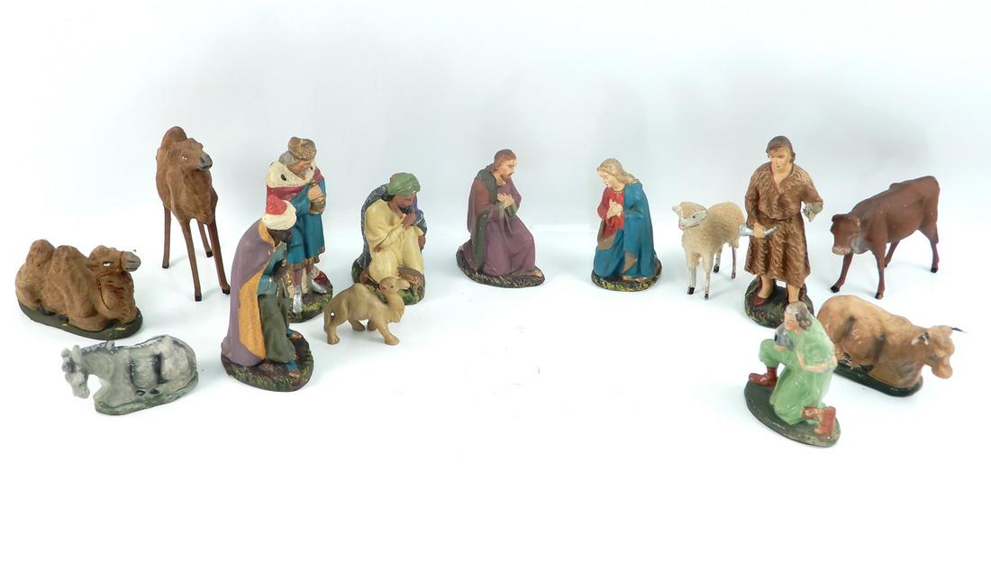 Paper Mache and Composition German Nativity Set (1 of 1)