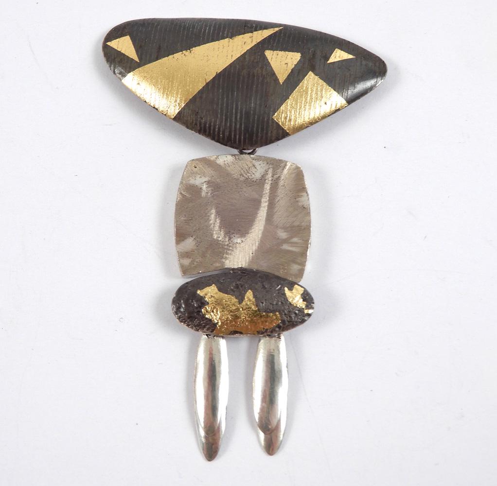 Sydney Lynch Modernist sterling silver and gold brooch (1 of 3)