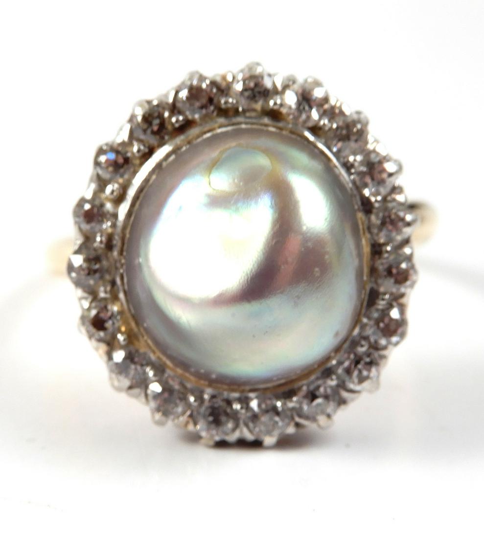 Edwardian 18k gold pearl and diamond ring (1 of 4)