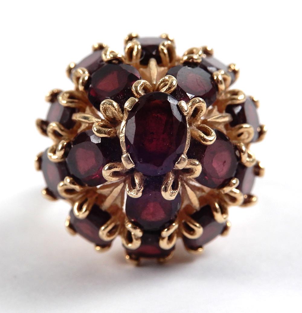 Modern 14k gold garnet dome ring (1 of 4)