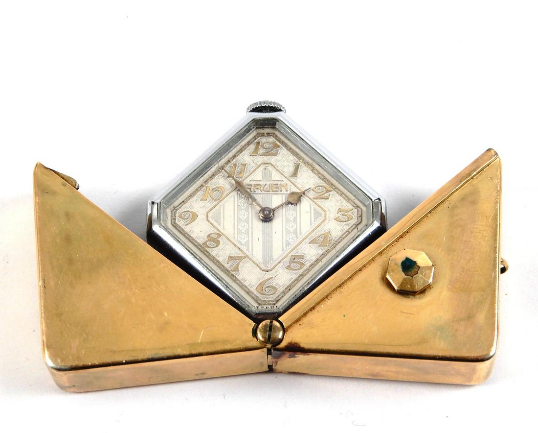 Gruen Art Deco pendant watch in folding case (1 of 2)