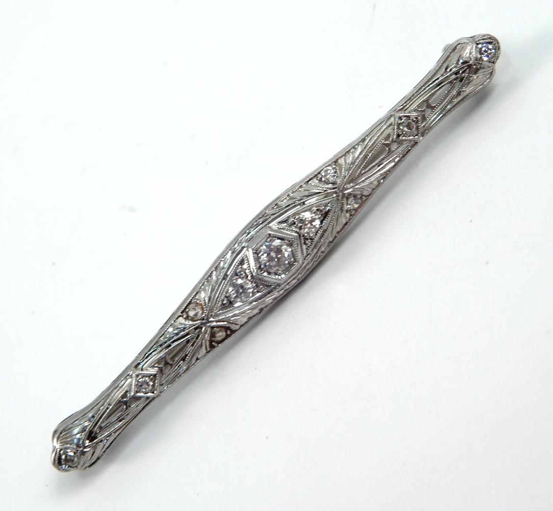 Art Deco platinum diamond bar pin (1 of 3)