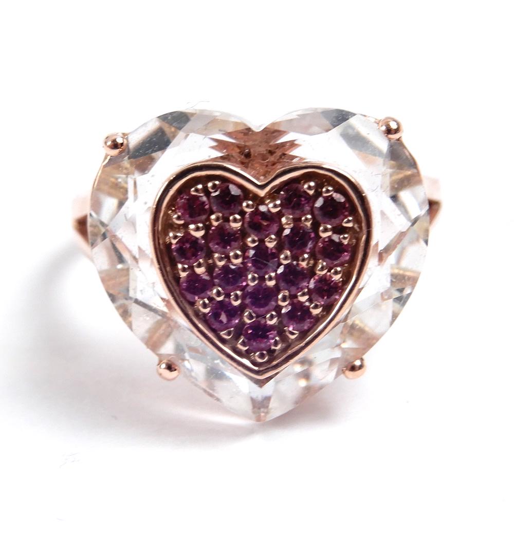 14k gold pink sapphire crystal heart ring (1 of 5)